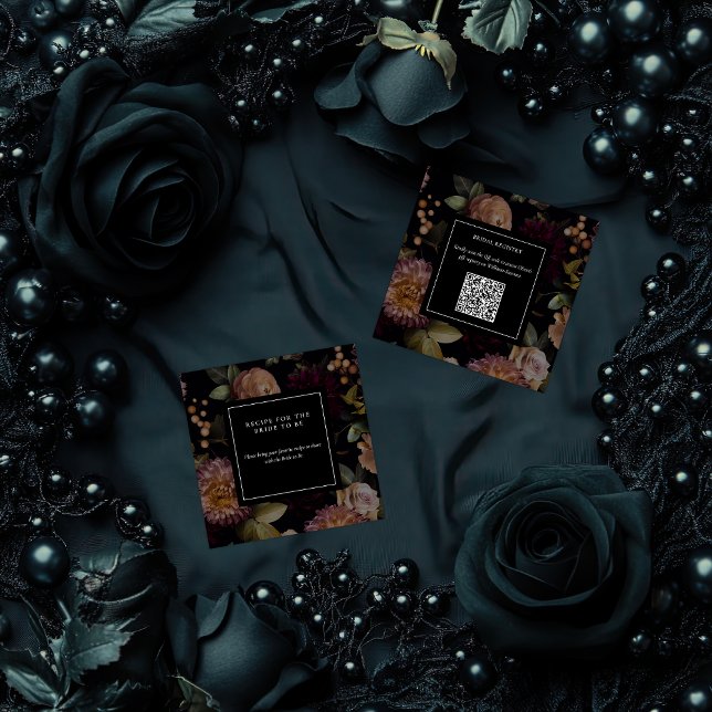 Tarjeta De Recepción Oscuro Moody Gothic Floral Bridal Shower QR Código (Subido por el creador)