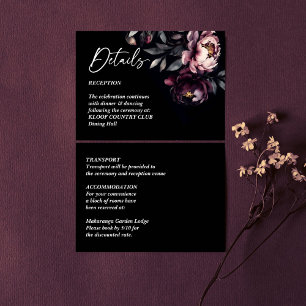 Tarjeta De Recepción Oscuros detalles de la elegante boda de Moody Noir