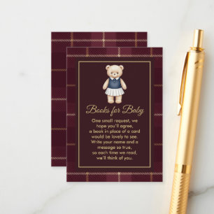 Tarjeta De Recepción Osito de peluche clásico Polo Preppy a cuadros Bab
