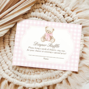 Tarjeta De Recepción Osito de peluche rosa a cuadros We Can Bearly Wait