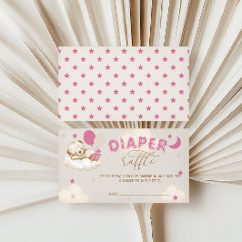 Tarjeta De Recepción Osito Lazos Rosados Diaper Rifas