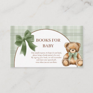 Tarjeta De Recepción Ositos de peluche elegantes libros en verde menta 