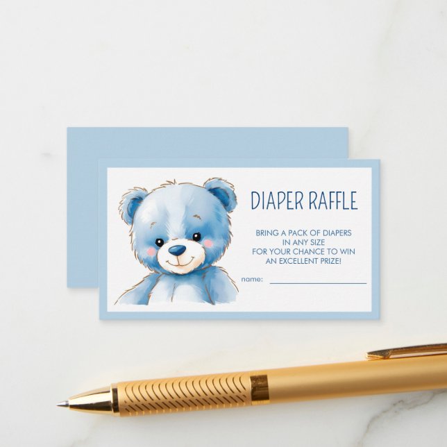 Tarjeta De Recepción Oso azul flufado (Anverso/Reverso In Situ)