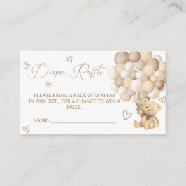 Tarjeta De Recepción Oso Con Balones Diaper Raffle