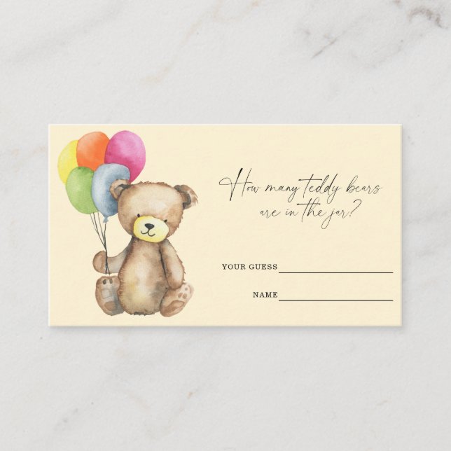 Tarjeta De Recepción Oso con globos - Adivinen cuántos osos de peluche (Anverso)