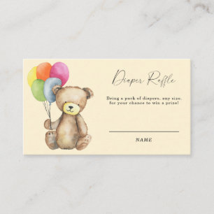Tarjeta De Recepción Oso con globos - rifa de pañales neutra de género