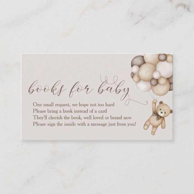 Tarjeta De Recepción Oso Cubierto Con Libros De Globos Para Bebés (Anverso)