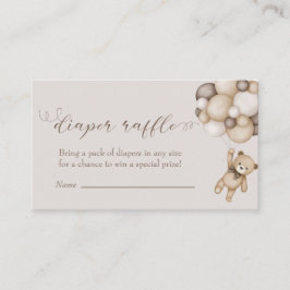Tarjeta De Recepción Oso Cuto Con Balones Diaper Raffle