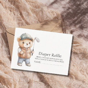 Tarjeta De Recepción Oso de Golf Deja Par - Sorteo de Pañales para Baby