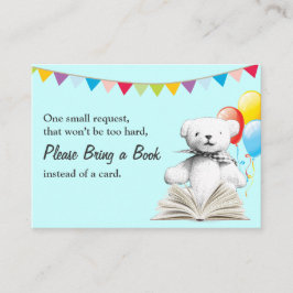 Tarjeta De Recepción Oso de juguete Traer un libro Solicitar Baby Showe