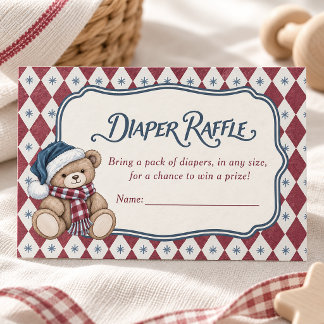 Tarjeta De Recepción Oso de Navidad Niño Prep Diaper Raffle