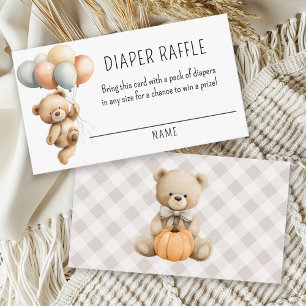 Tarjeta De Recepción Oso de niño lindo con globos Diaper Raffle