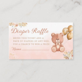 Tarjeta De Recepción Oso de peluche acuarela Boho rifa de pañales