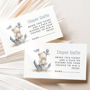 Tarjeta De Recepción Oso de peluche adorable Lotería de pañales para ba