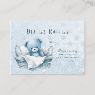 Tarjeta De Recepción Oso de peluche azul en Baby Shower de cesta