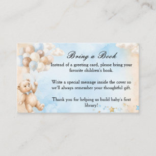Tarjeta De Recepción Oso de peluche azul trae un libro en lugar de tarj