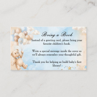 Tarjeta De Recepción Oso de peluche azul trae un libro en lugar de tarj