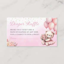 Oso de peluche Boho Floral Diaper Raffle Baby Show