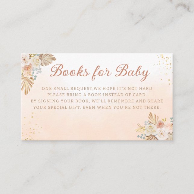 Tarjeta De Recepción Oso de peluche Boho Pampas Libros de gramaje para  (Anverso)