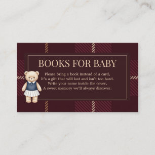 Tarjeta De Recepción Oso de peluche clásico Polo Preppy a cuadros Baby