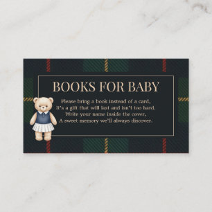 Tarjeta De Recepción Oso de peluche clásico Polo Preppy a cuadros Baby
