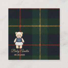 Tarjeta De Recepción Oso de peluche clásico Polo Preppy a cuadros Baby 