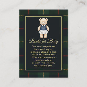 Tarjeta De Recepción Oso de peluche clásico Polo Preppy a cuadros Baby