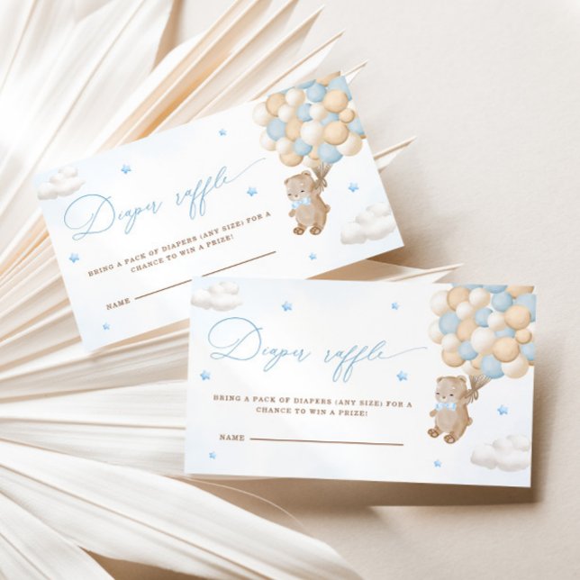 Tarjeta De Recepción Oso de peluche con globos azules Raffle (Subido por el creador)