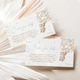 Tarjeta De Recepción Oso de peluche con globos azules solicitud de libr