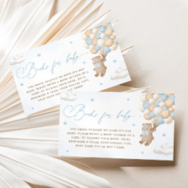 Tarjeta De Recepción Oso de peluche con globos azules solicitud de libr