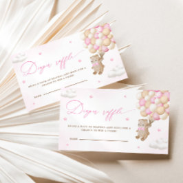 Tarjeta De Recepción Oso de peluche con globos rosados Raffle