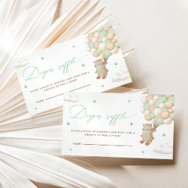 Tarjeta De Recepción Oso de peluche con globos verdes Raffle