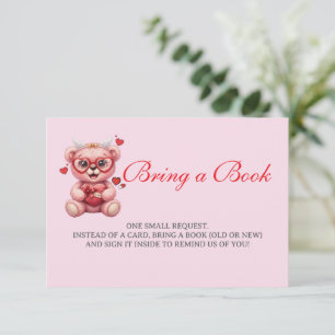 Tarjeta De Recepción Oso de peluche corazón Rosa Baby Shower Trae un li