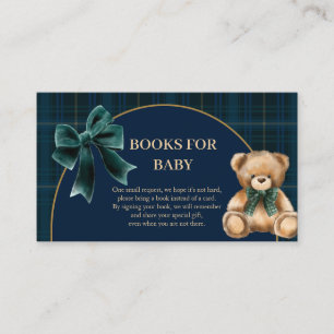 Tarjeta De Recepción Oso de peluche elegante libros de cuadros verdes p