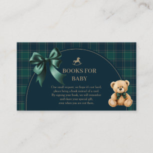 Tarjeta De Recepción Oso de peluche elegante libros de cuadros verdes p