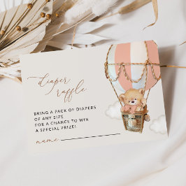 Tarjeta De Recepción Oso de peluche, globo de aire caliente rosado, Raf