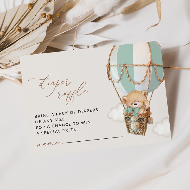 Tarjeta De Recepción Oso de peluche, Globo de aire caliente verde, Raff (Subido por el creador)