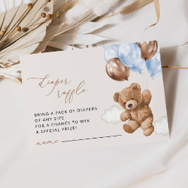 Tarjeta De Recepción Oso de peluche, globos azules, deslumbrador de pañ