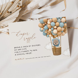 Tarjeta De Recepción Oso de peluche, globos azules, deslumbrador de pañ