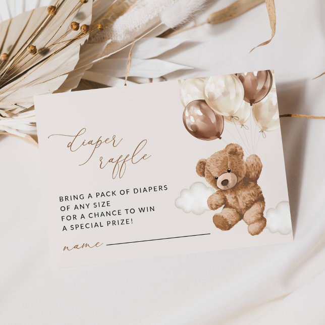 Tarjeta De Recepción Oso de peluche, globos marrones, deslumbrador de p (Subido por el creador)