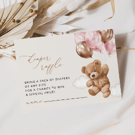 Tarjeta De Recepción Oso de peluche, globos rosados, deslumbrador de pa