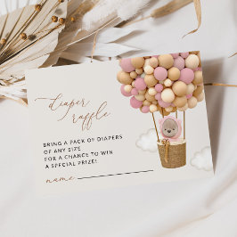 Tarjeta De Recepción Oso de peluche, globos rosados, deslumbrador de pa