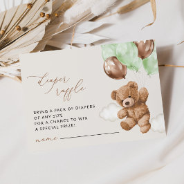 Tarjeta De Recepción Oso de peluche, globos verdes, deslumbrador de pañ