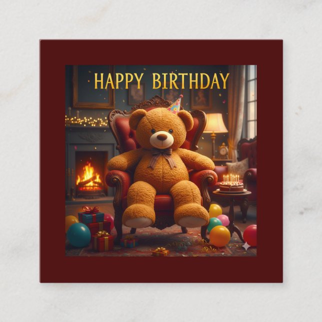 TARJETA DE RECEPCIÓN OSO DE PELUCHE GRANDE FELIZ CUMPLEAÑOS (Anverso)