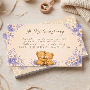 Tarjeta De Recepción Oso de peluche lavanda floral libros para bebé