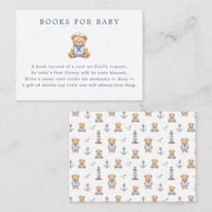 Tarjeta De Recepción Oso de peluche marinero lindo libros náuticos para