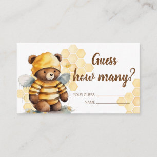 Tarjeta De Recepción Oso de peluche marrón de miel Adivinan Cuántos