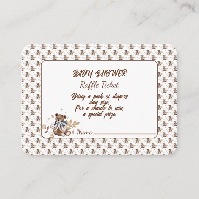 Tarjeta De Recepción Oso de peluche marrón es un chico! Ducha (Anverso)