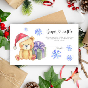 Tarjeta De Recepción Oso de peluche navideño con regalo - boleto de rif
