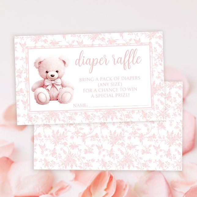 Tarjeta De Recepción Oso de peluche rosa bebé ducha rifa de pañales (Subido por el creador)